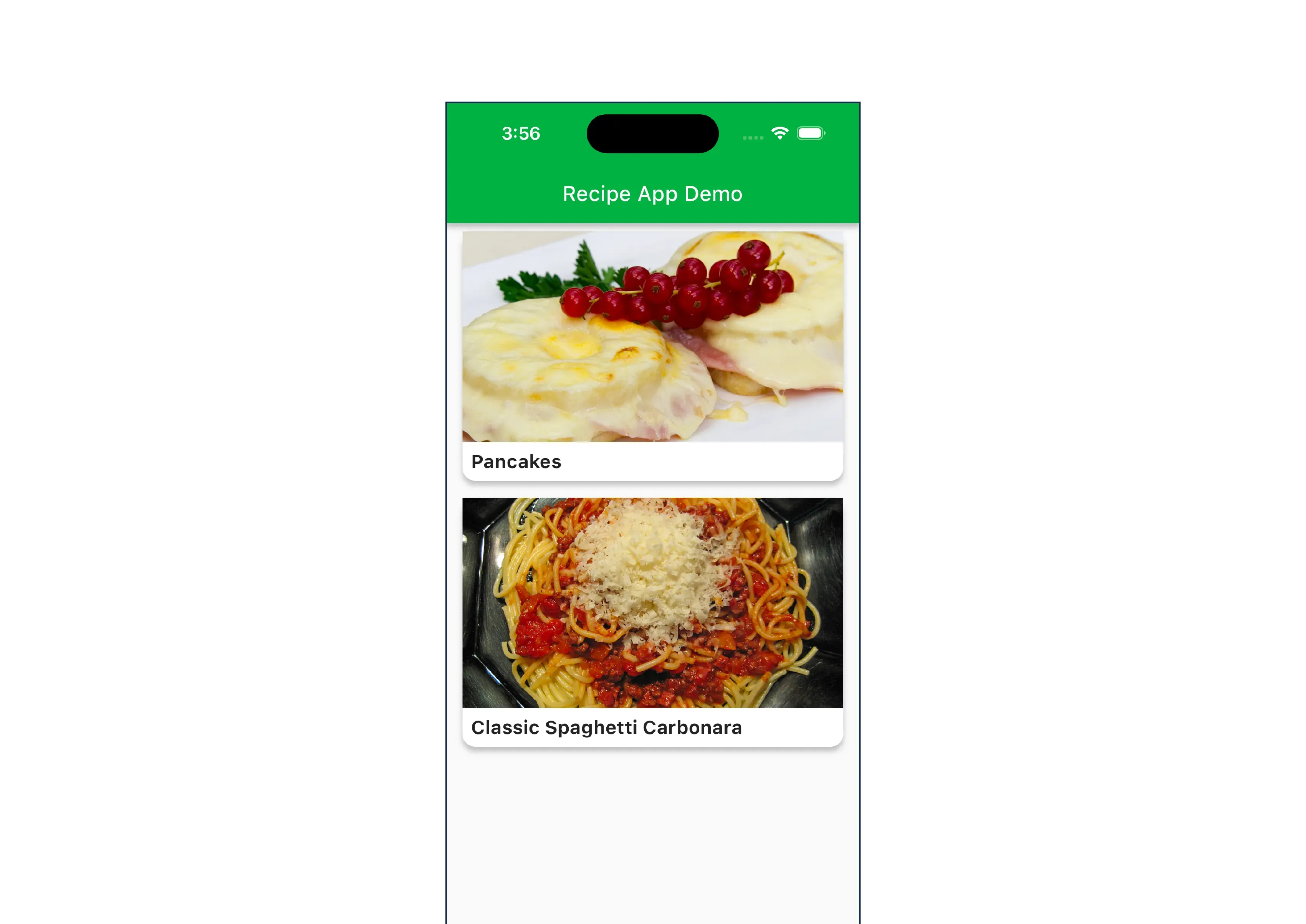 final output of recipe app using flutter